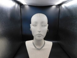 15.5" White Rhinestone Triple Row Choker Necklace with Chandelier Screw Back Earrings Set